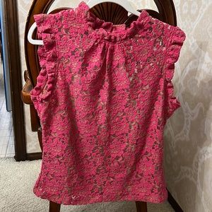 NWT Anthropologie Pink/Rose Lace sleeveless shirt with detachable camisole